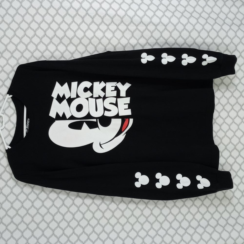 Disney Black and White Mickey Mouse Long Sleeve Tee